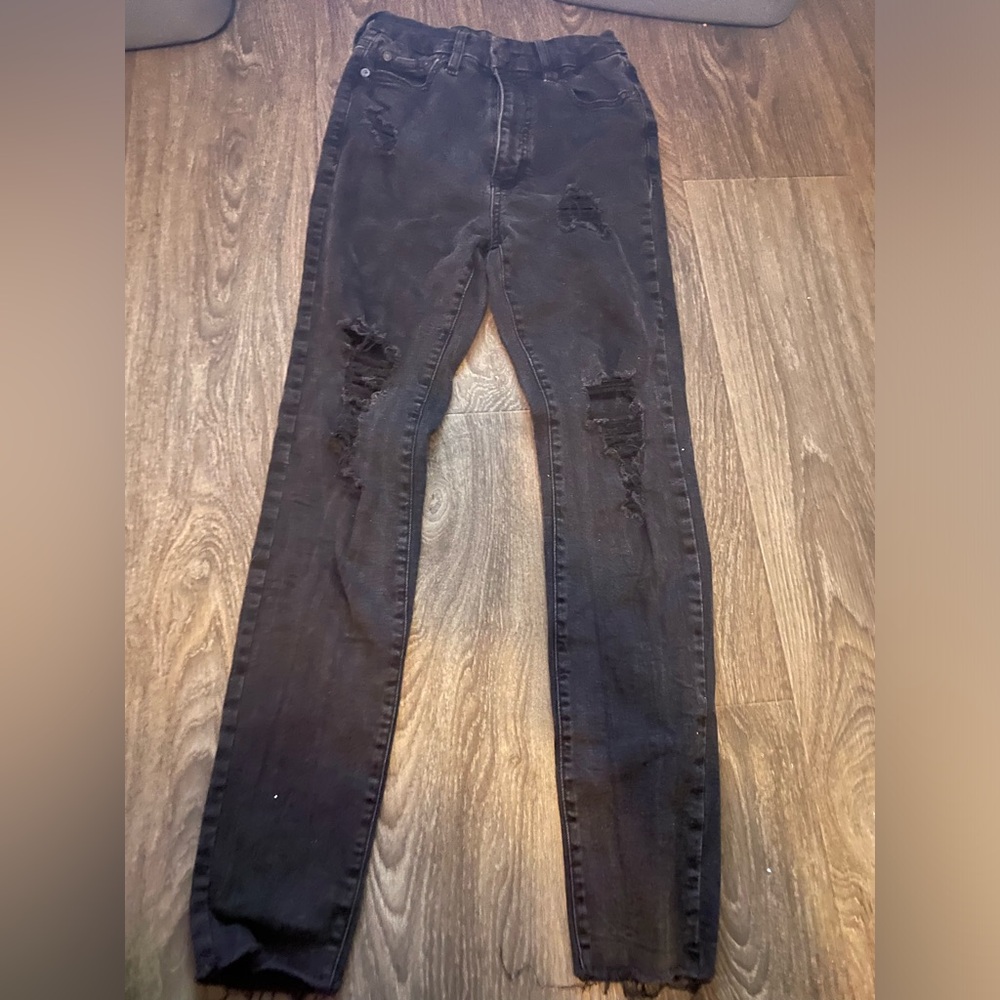 Aeropostale Ripped Jeans, Black, high rise